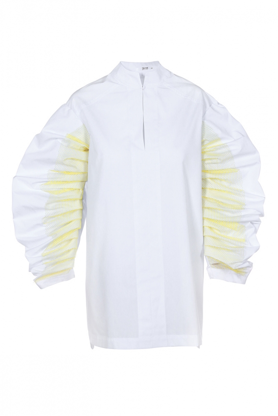 Блуза-туніка біла рукав збільшеного розміру 