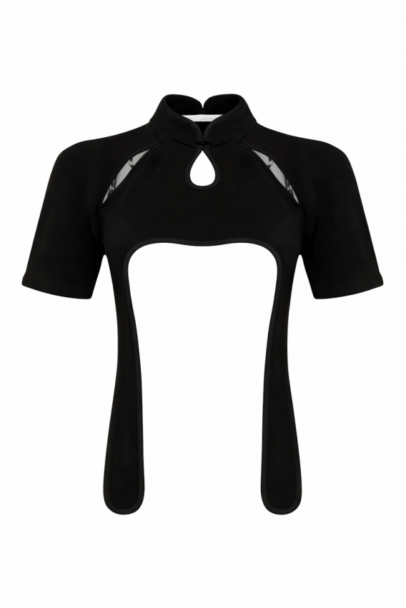 Топ в азійському стилі чорного кольору 
