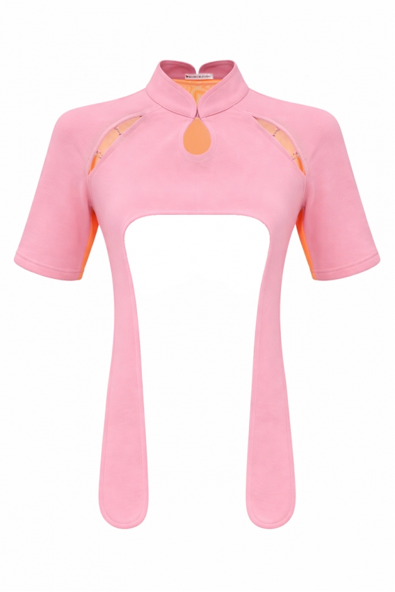 Топ в азійському стилі рожево-помаранчового кольору 