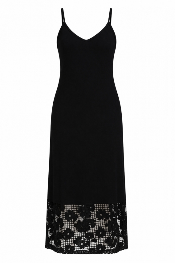 Сарафан трикотажний з мереживом чорний 