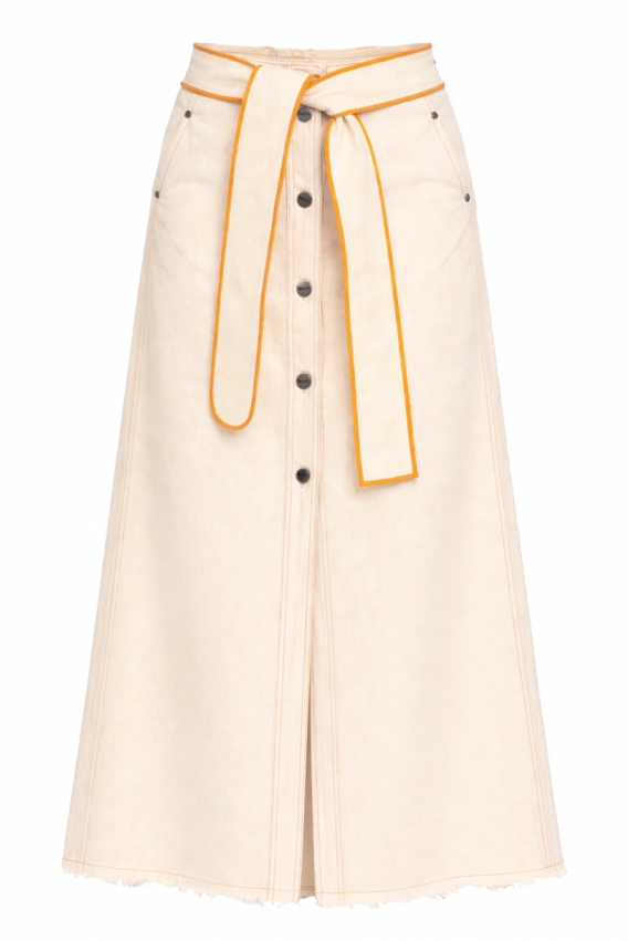 Спідниця джинсова максі А-силуету кольору натурель 