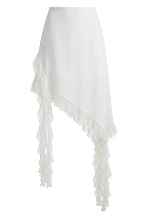 Спідниця асиметрична з воланами біла 