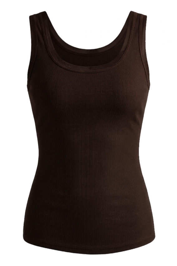 Майка бавовняна трикотажна коричневого кольору 