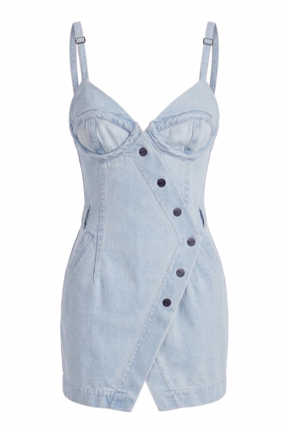 Сукня на запах міні блакитна 