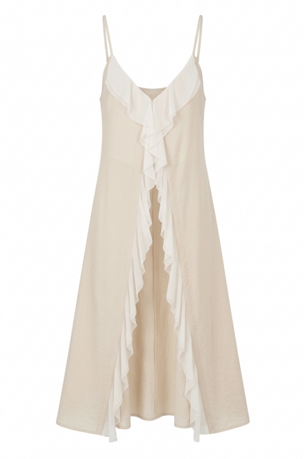 Туніка на зав'язках з воланами бежевого кольору