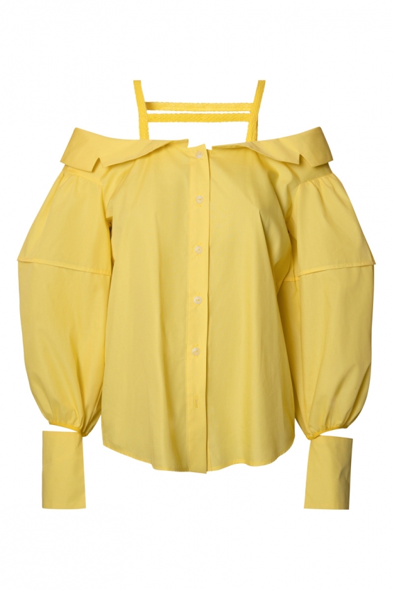 Блуза без плечей жовта 