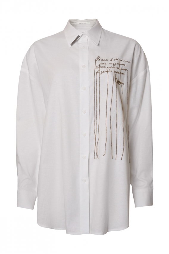 Oversized white shirt with embroidery 
