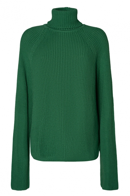 Oversized sweater in green color with a collar