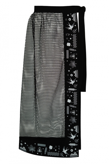 Black linen plakhta with ethnic motifs