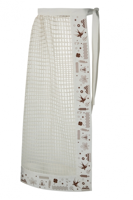 Plahta with an ethnic motif, beige linen.