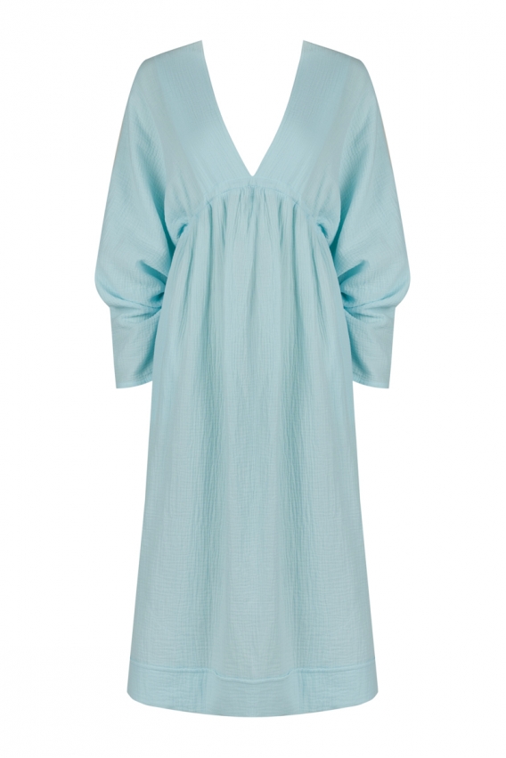 Light blue midi lightweight cotton dress 