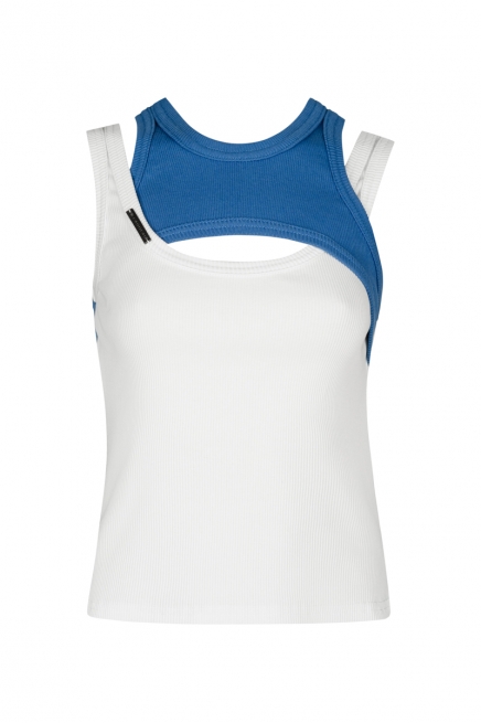 White tank top with blue detail
