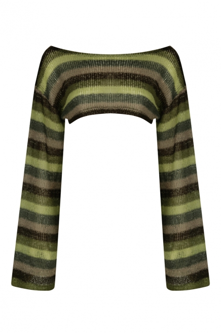 Green striped knitted sleeves