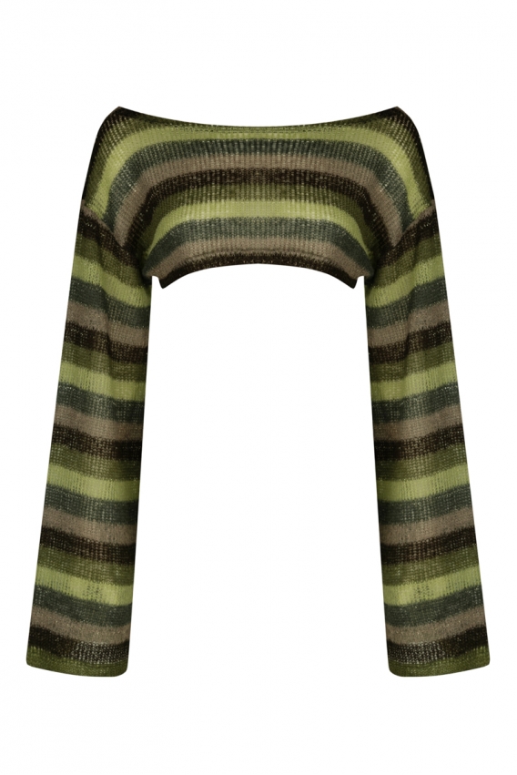 Green striped knitted sleeves 