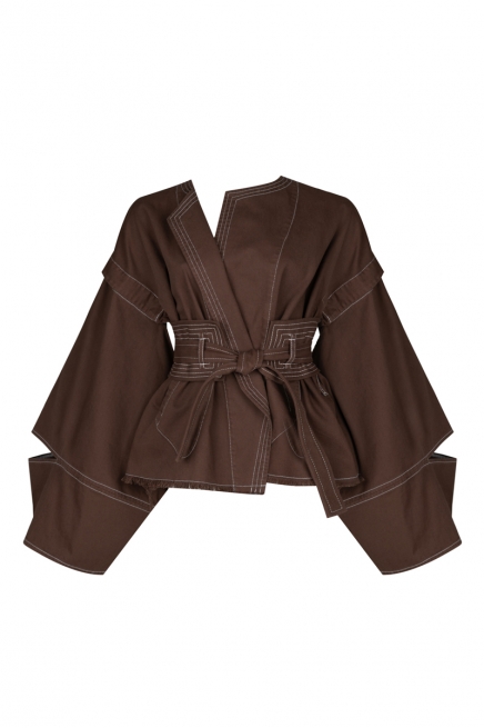 Brown denim kimono