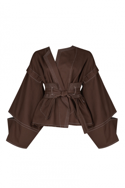 Brown denim kimono