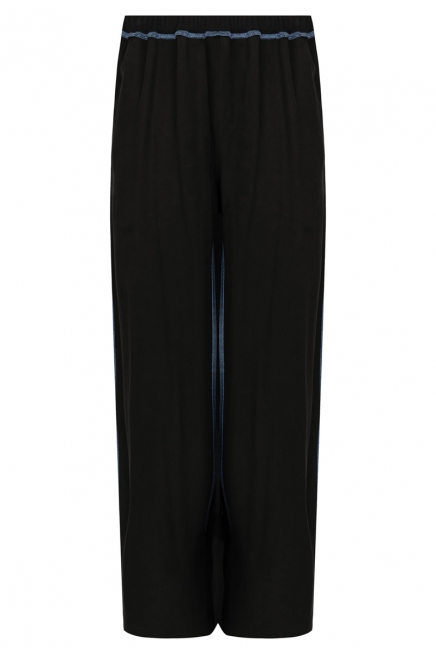 Black straight trousers with blue trim