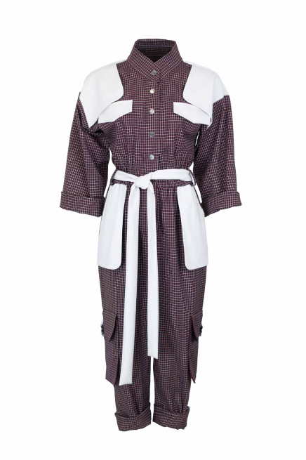 Cargo plaid jumpsuit