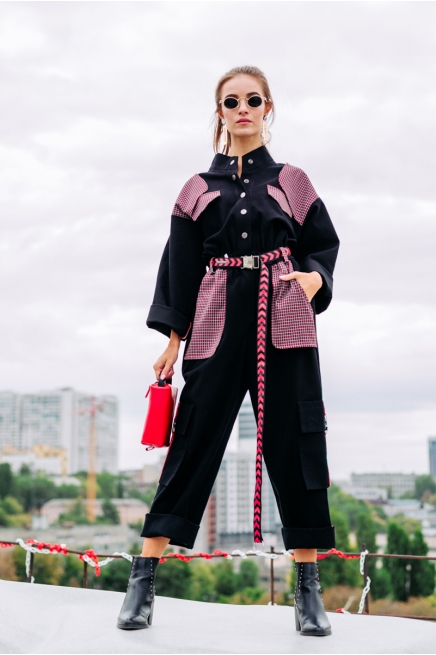 Black checkered jumpsuit