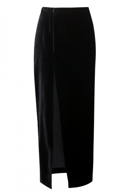 Black velvet midi skirt
