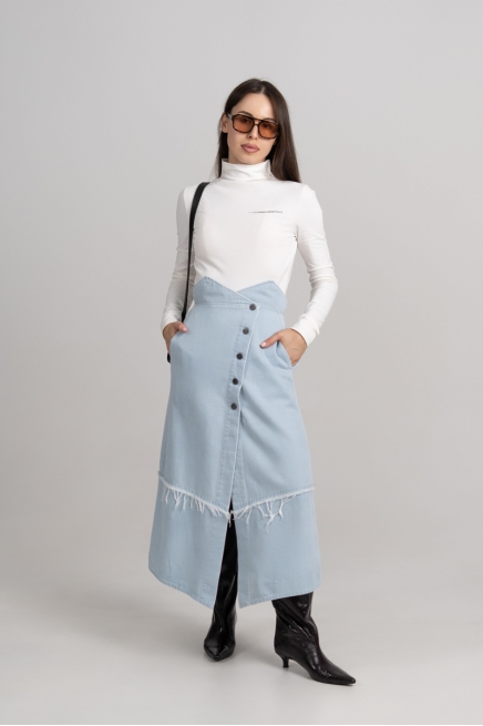 Brassica wrap denim skirt