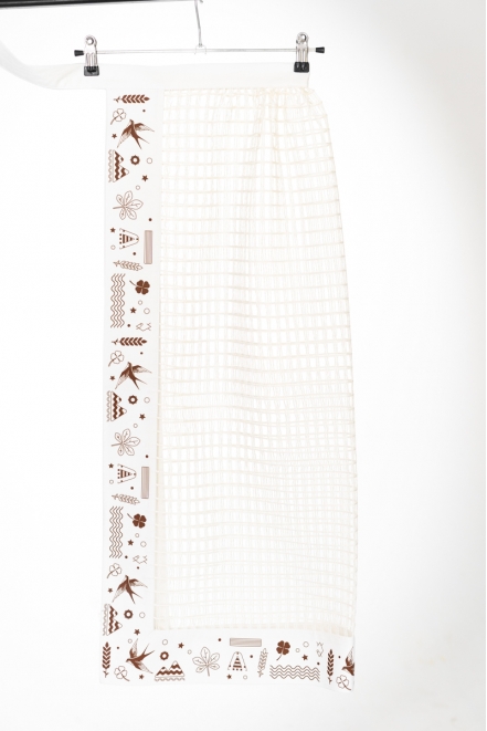 Plahta with an ethnic motif, beige linen.