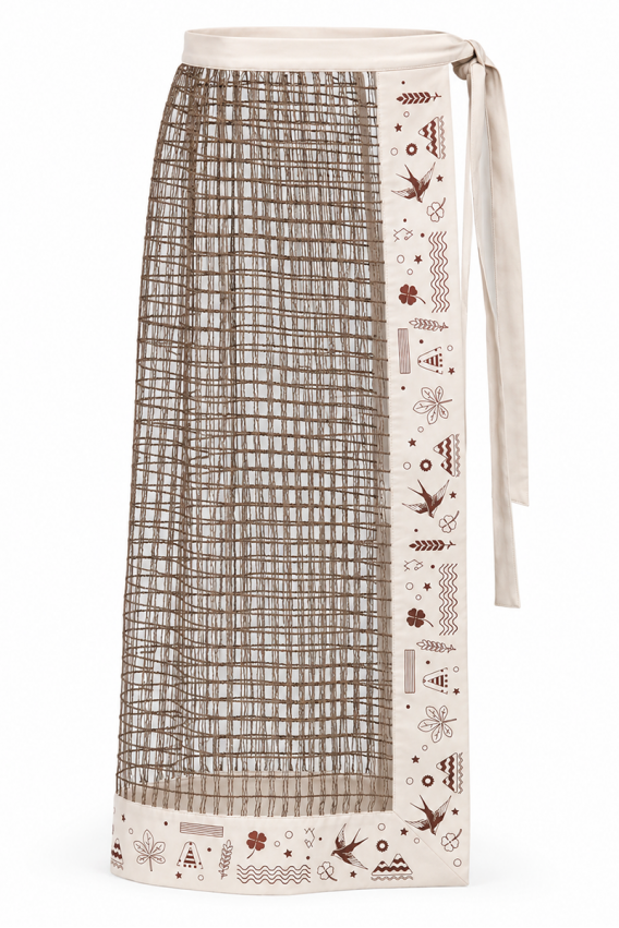 Brown and beige plákhta with an ethnic motif 
