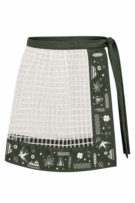 Beige and olive mini plakhta with an ethnic motif