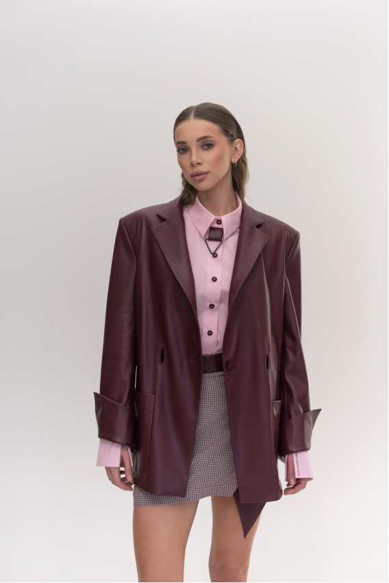 Burgundy straight blazer 
