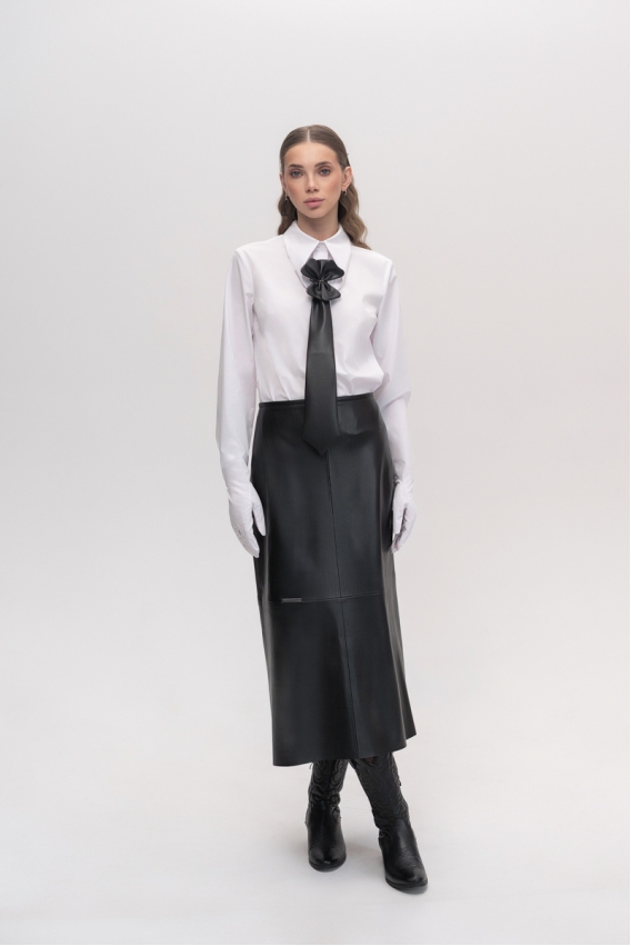 Black A-line midi skirt 