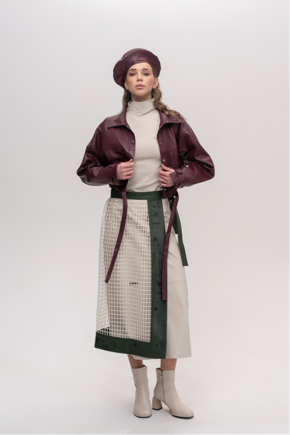 Plakhta with an ethnomotif in beige-olive color 
