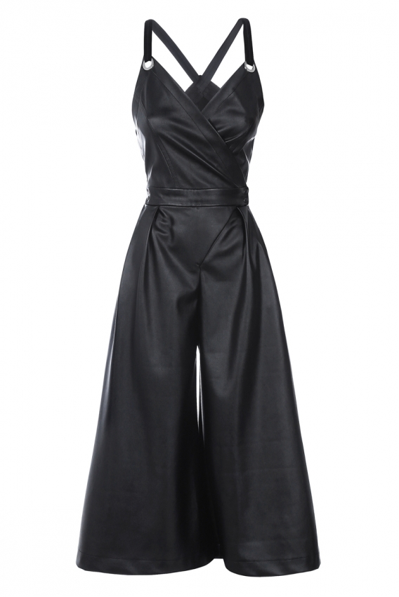 Jumpsuit eco-leather black 