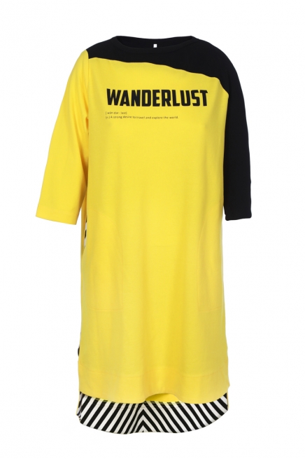Yellow asymmetrical printed dress