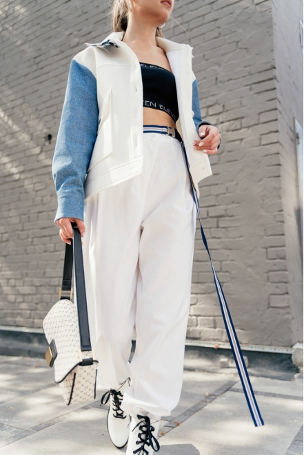 Пасок-тасьма синьо-біло-сірий 25 мм