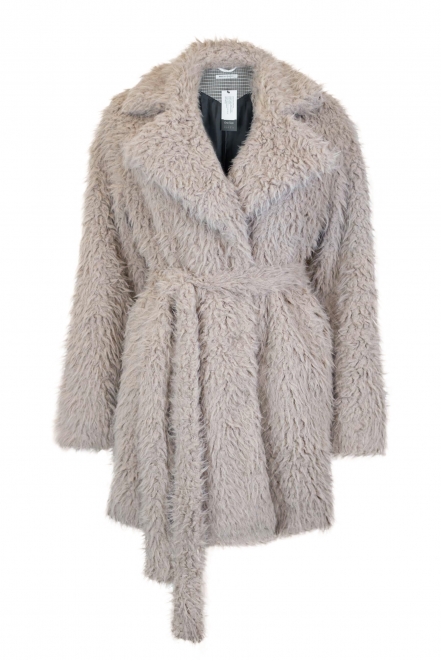 Faux beige fur coat 