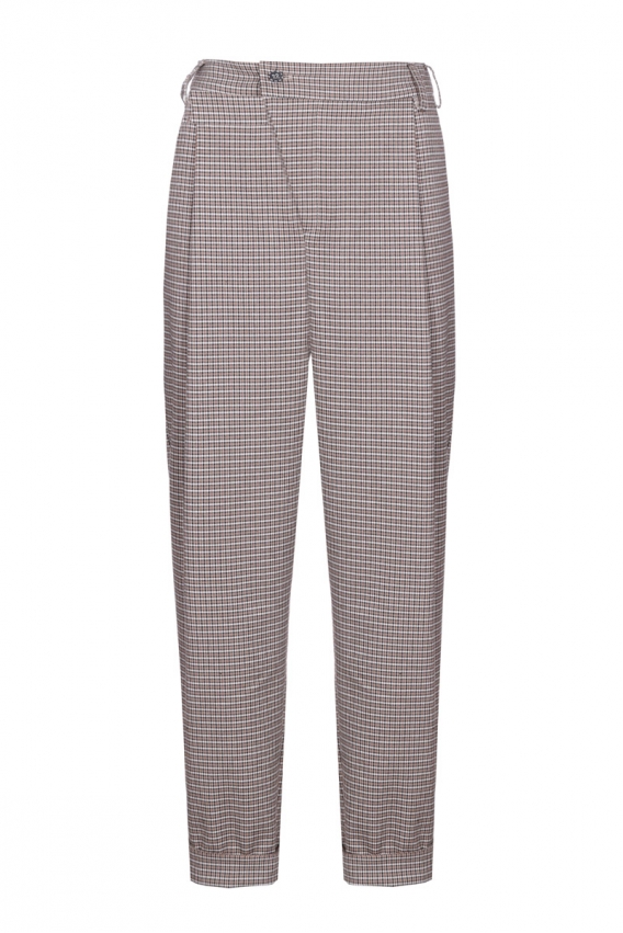 Banana trousers tapered in a beige check 