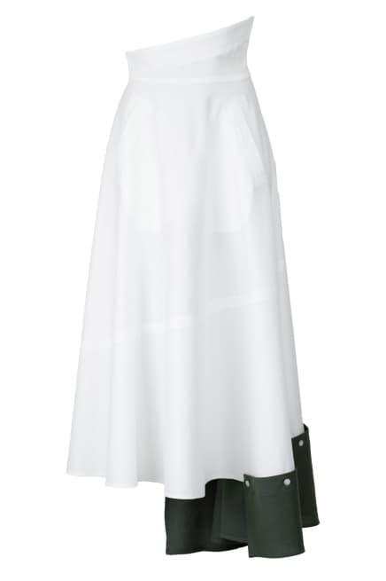 White flared midi skirt