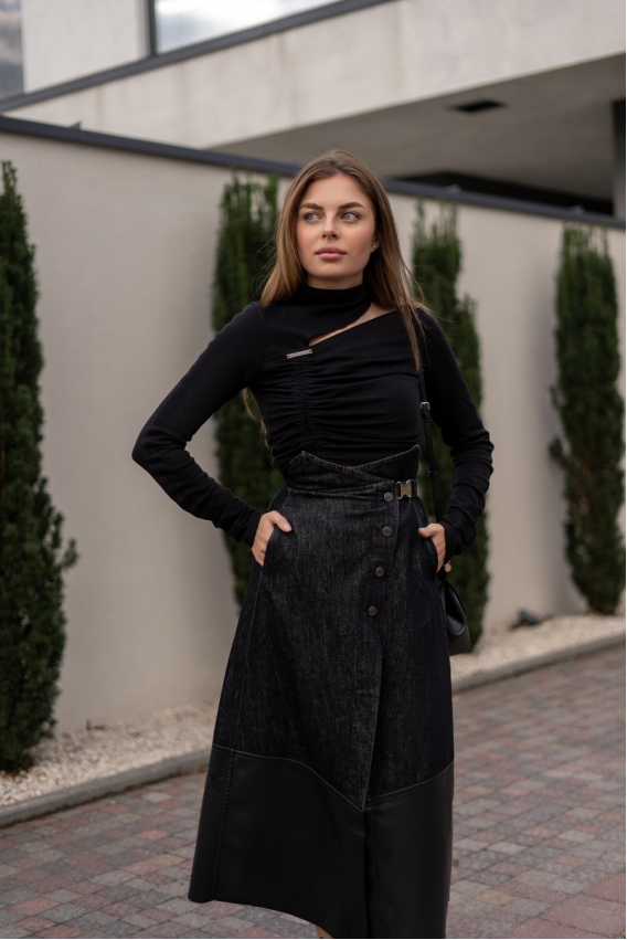 Black turtleneck with draping 