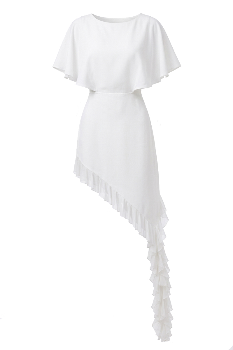 Asymmetric dress with ruffles photo