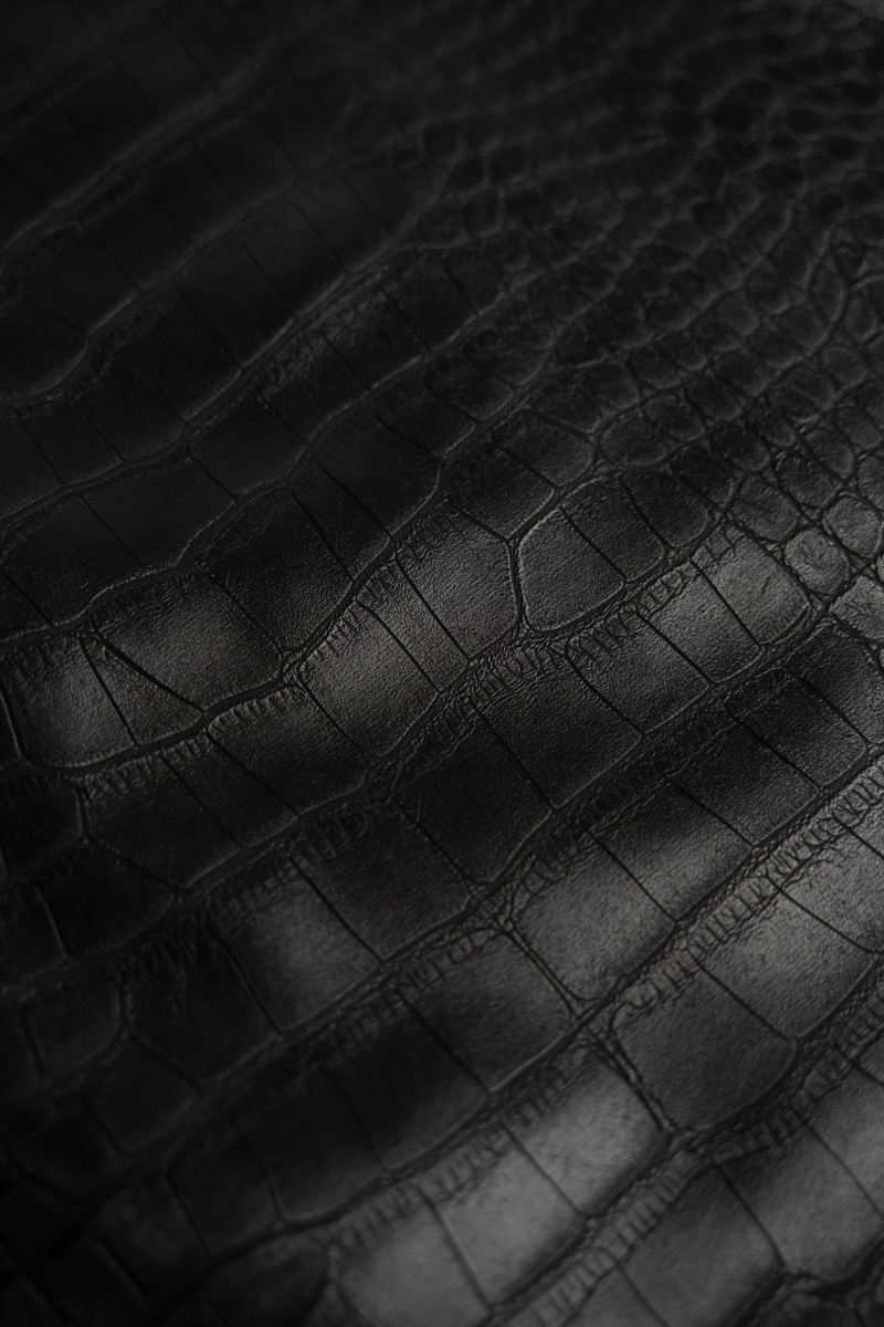 Black crocodile textured faux leather pants photo 6