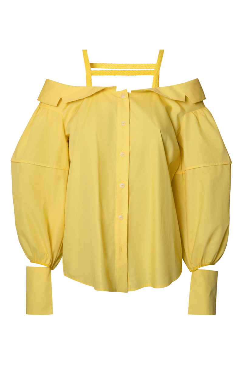 Off the shoulder yellow blouse  photo