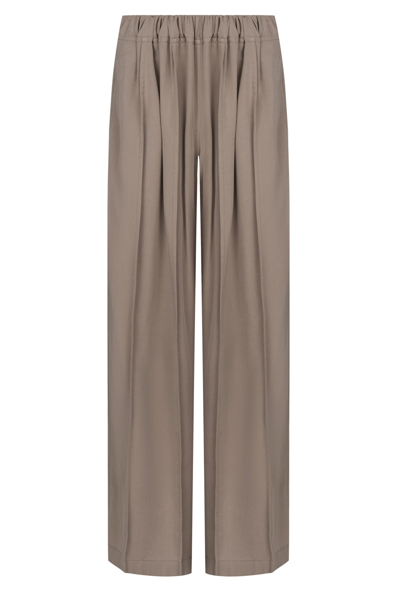 Wide chocolate-colored trousers photo