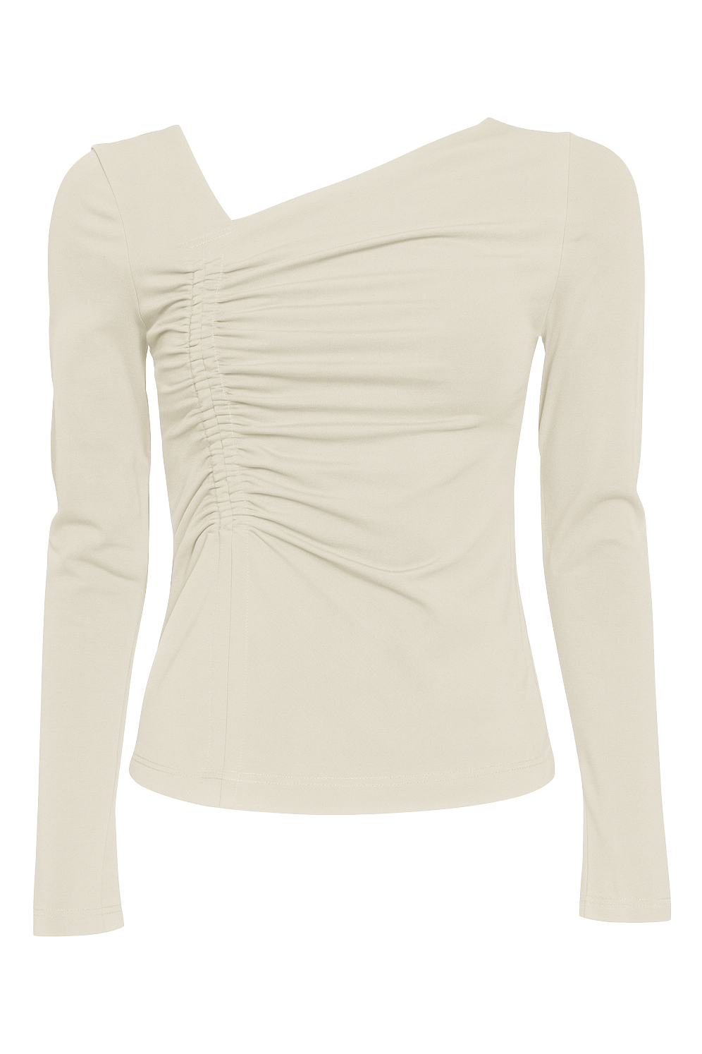 Лонгслів з драпіруванням бежевого кольору фото