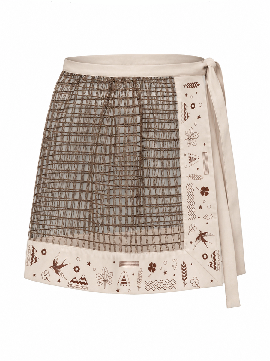 Brown and beige mini plákhta with an ethnic motif photo