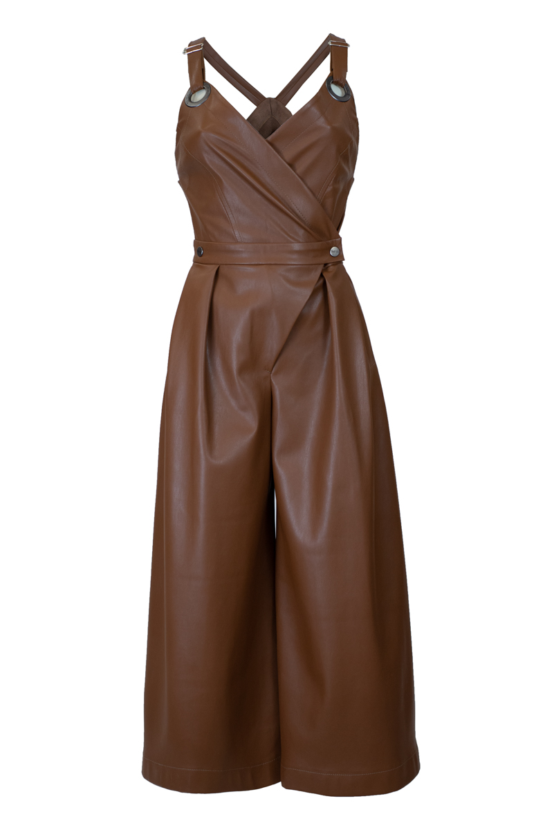 Jumpsuit eco-leather brown
