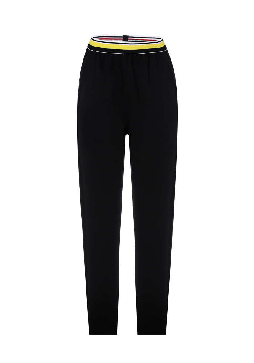 Black trousers with a mesh stripes photo