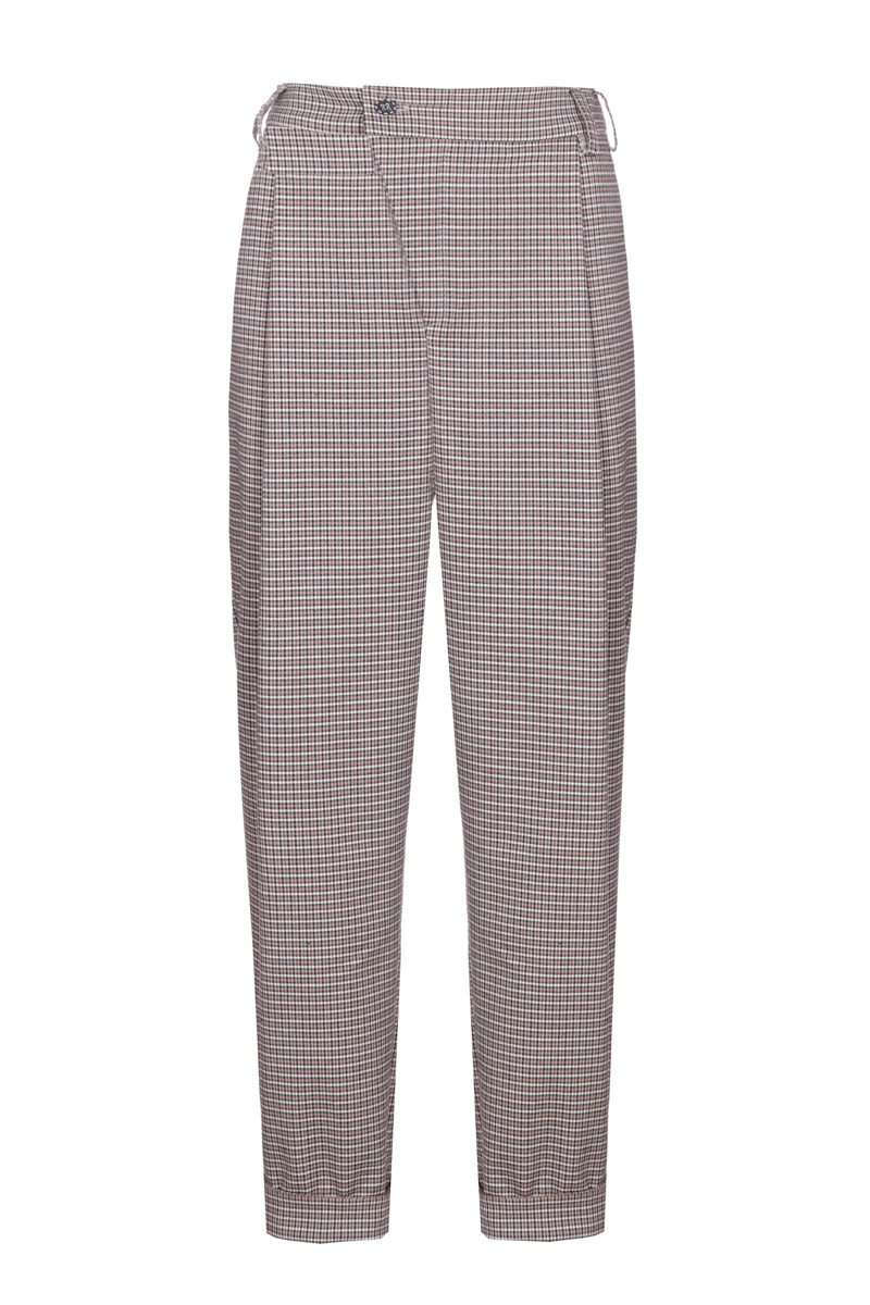 Banana trousers tapered in a beige check
