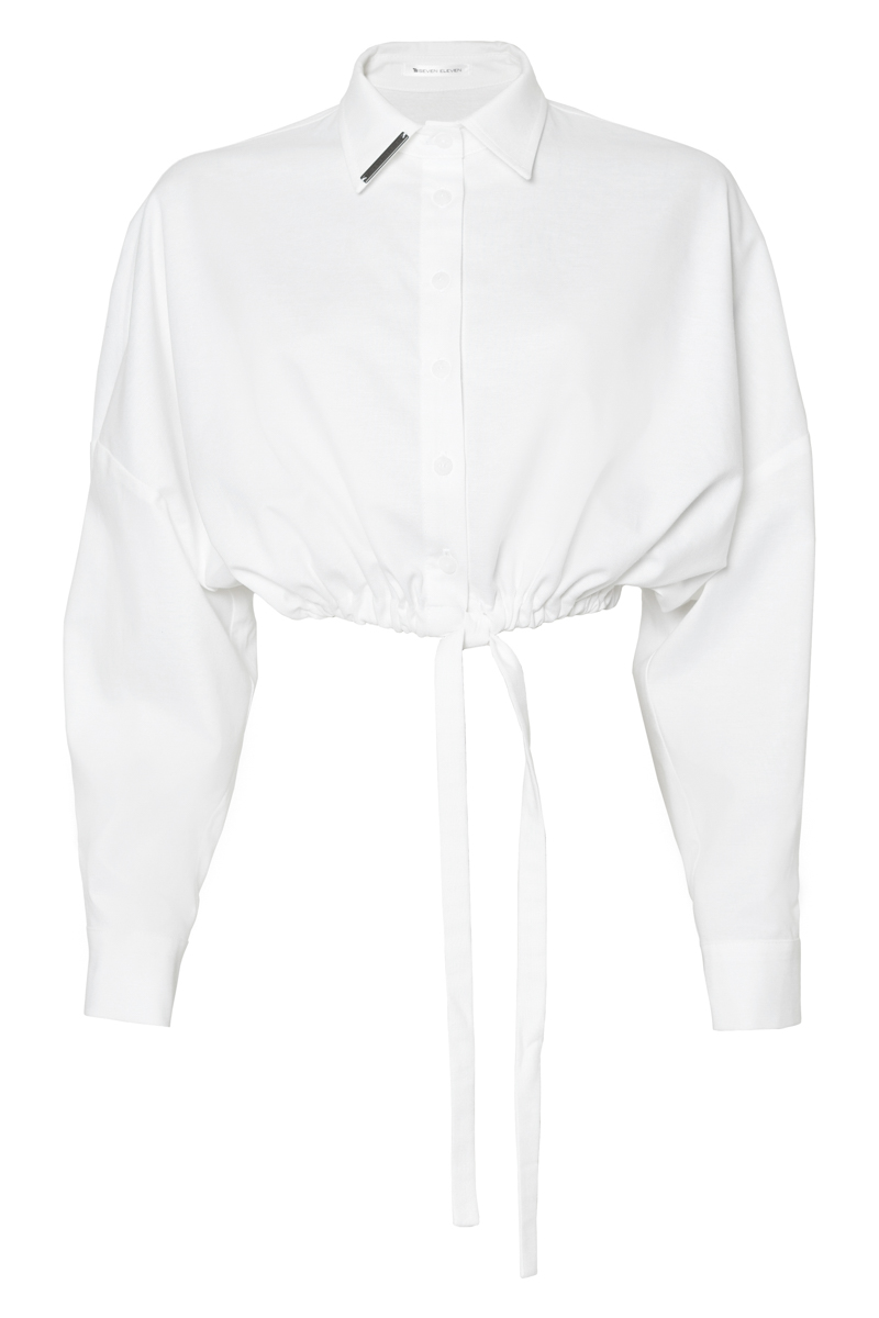 White cropped oversized shirt