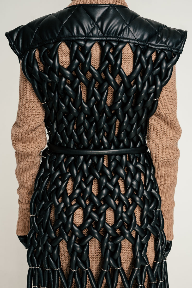 Knitted eco-leather vest Faga photo 4