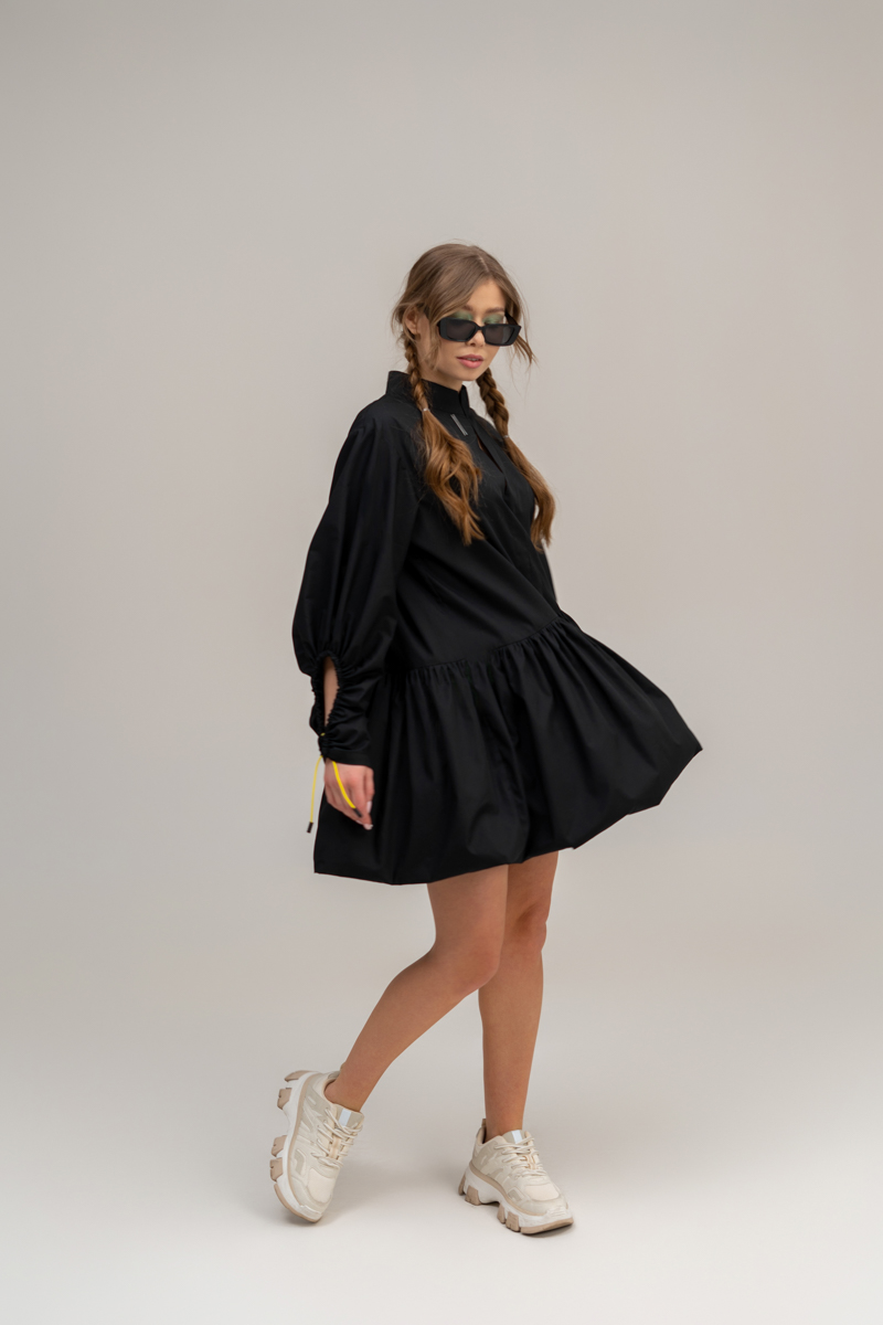 Mini black wide dress photo 5